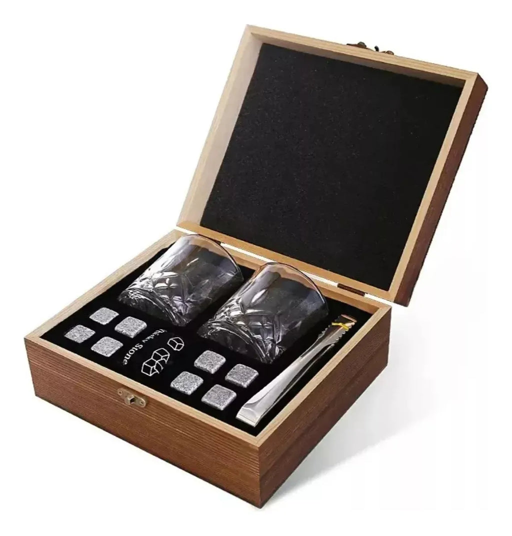 Juego De Vasos De Whisky Con Estuche Y 8 Rocas De Granito