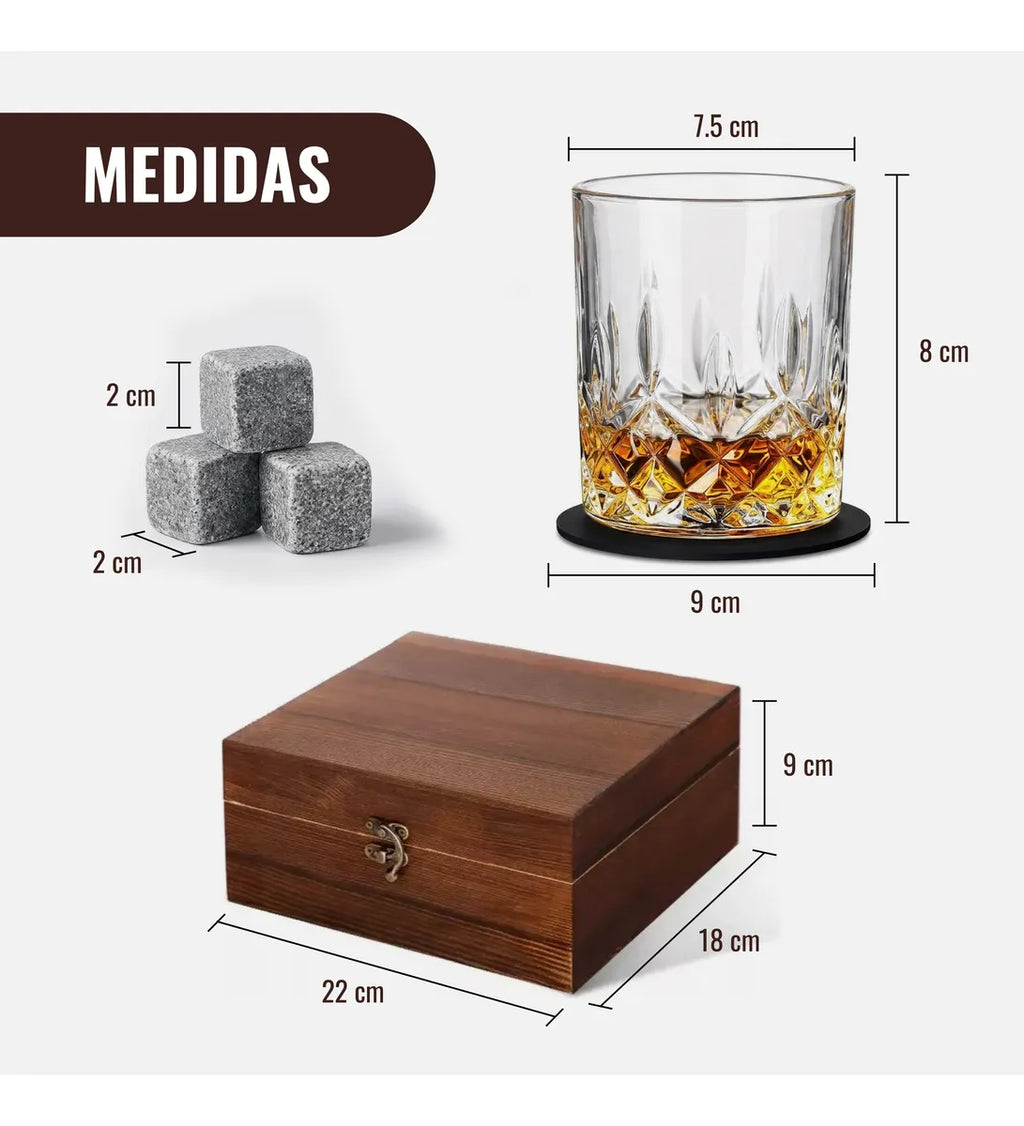 Juego De Vasos De Whisky Con Estuche Y 8 Rocas De Granito