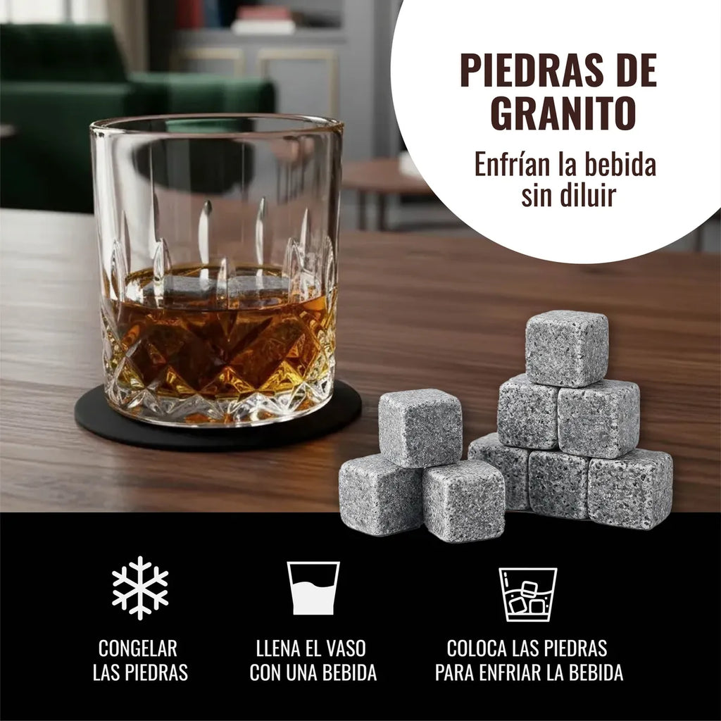 Juego De Vasos De Whisky Con Estuche Y 8 Rocas De Granito