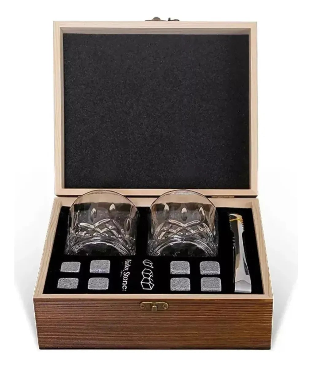 Juego De Vasos De Whisky Con Estuche Y 8 Rocas De Granito