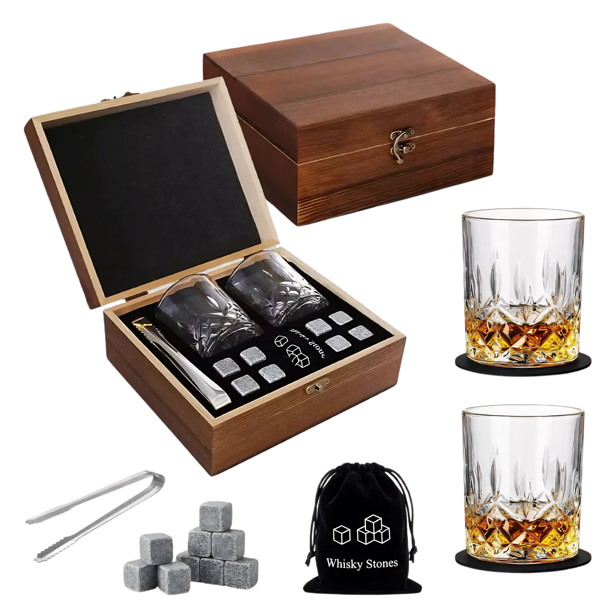 Juego De Vasos De Whisky Con Estuche Y 8 Rocas De Granito